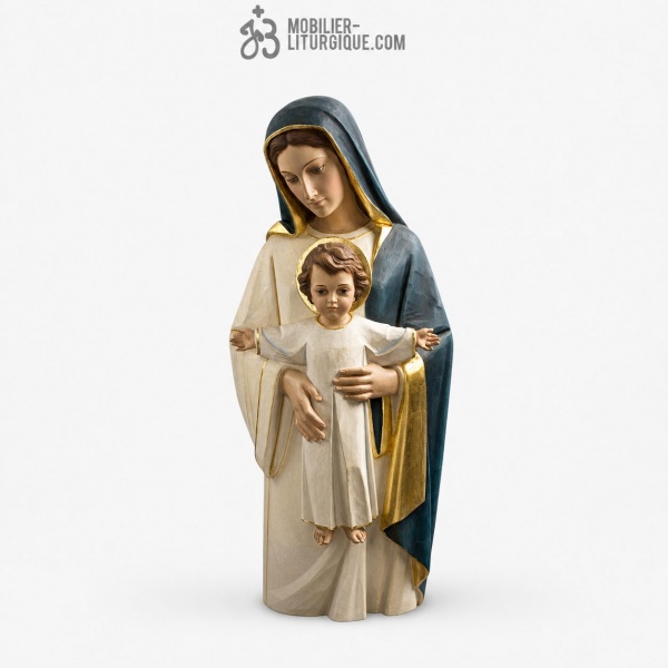 Statue Vierge � l\'enfant Polychrome