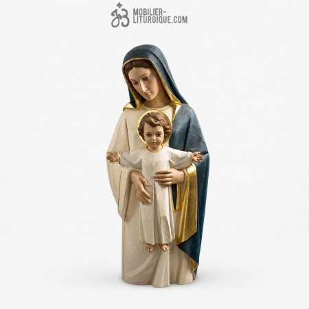 Statue Vierge &agrave; l\'enfant Polychrome