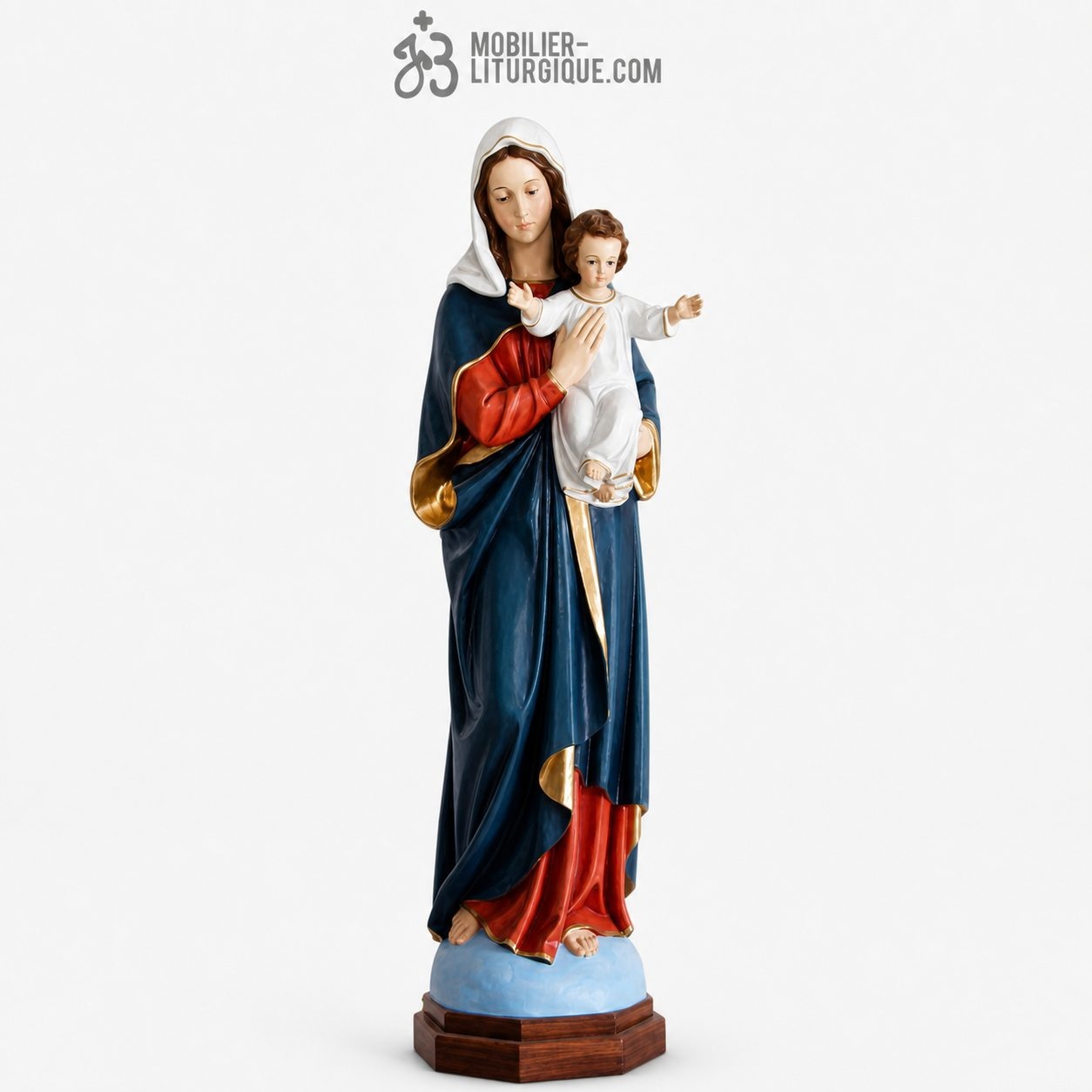 Statue Vierge &agrave; l\'enfant Polychrome