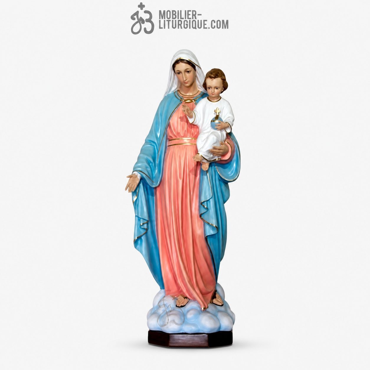 Statue Vierge &agrave; l\'enfant Polychrome