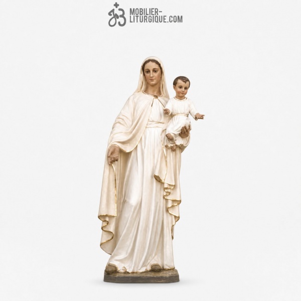 Statue Vierge � l\'enfant Polychrome