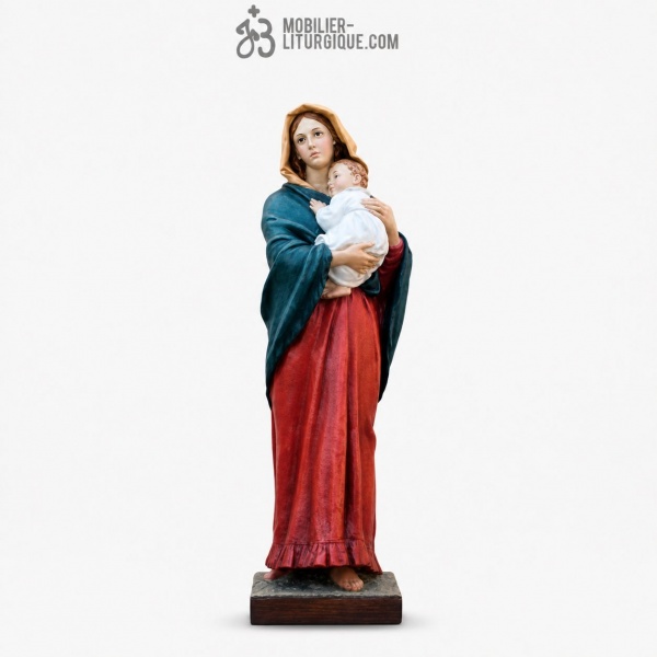Statue Vierge � l\'enfant Polychrome