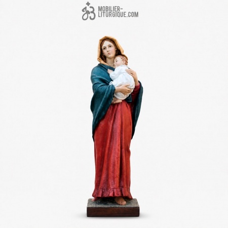 Statue Vierge &agrave; l\'enfant Polychrome