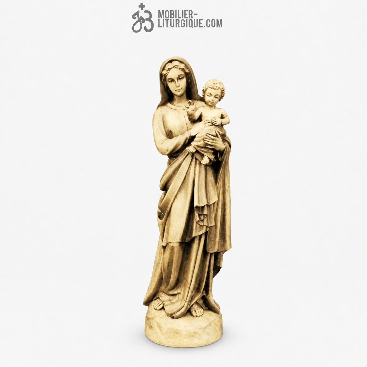 Statue Vierge &agrave; l\'enfant ton bois
