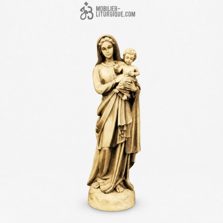 Statue Vierge &agrave; l\'enfant ton bois
