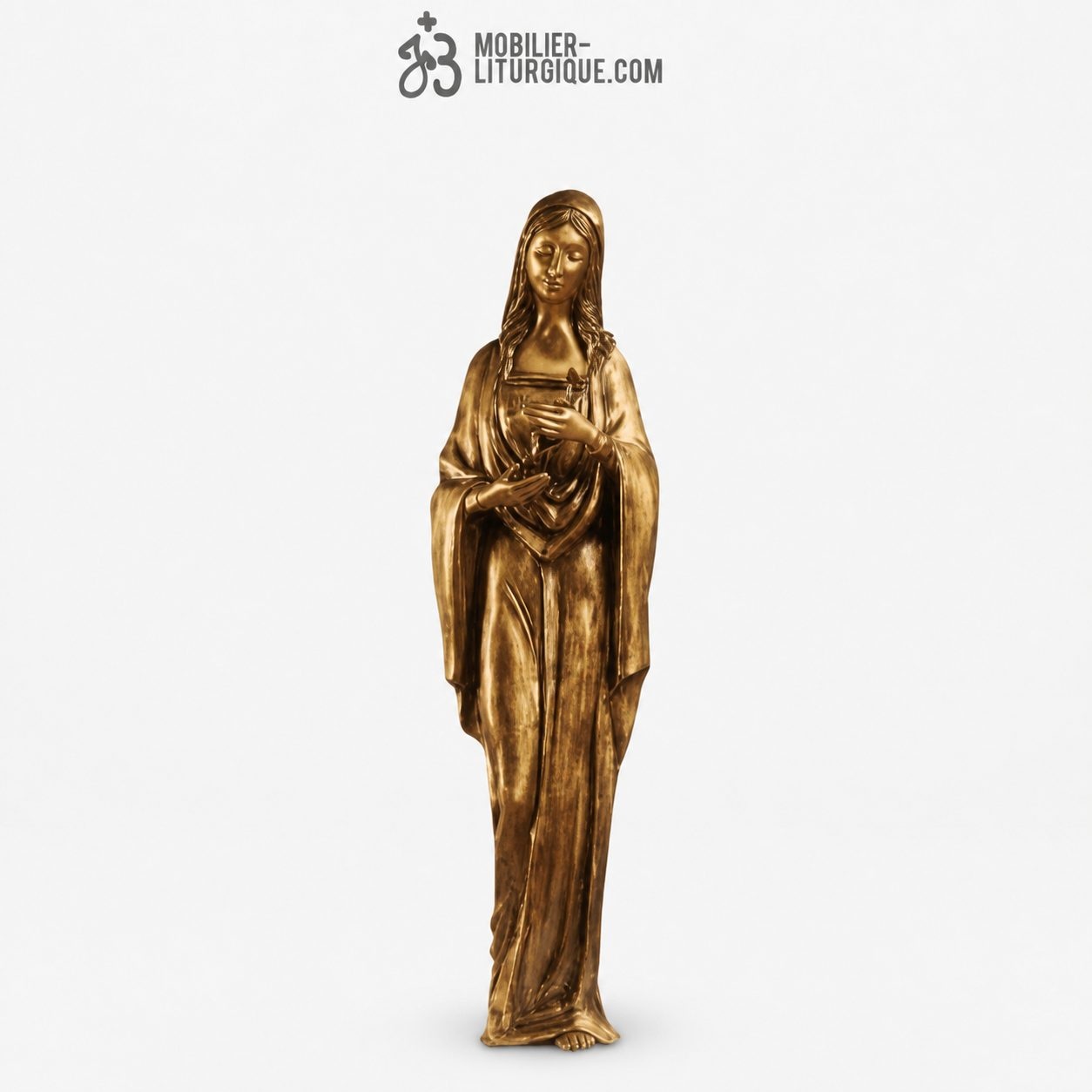 Statue Vierge &agrave; la rose Bronze