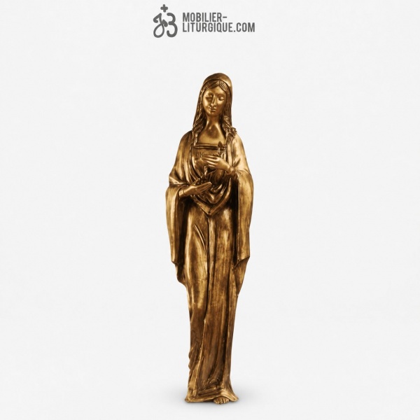 Statue Vierge � la rose Bronze