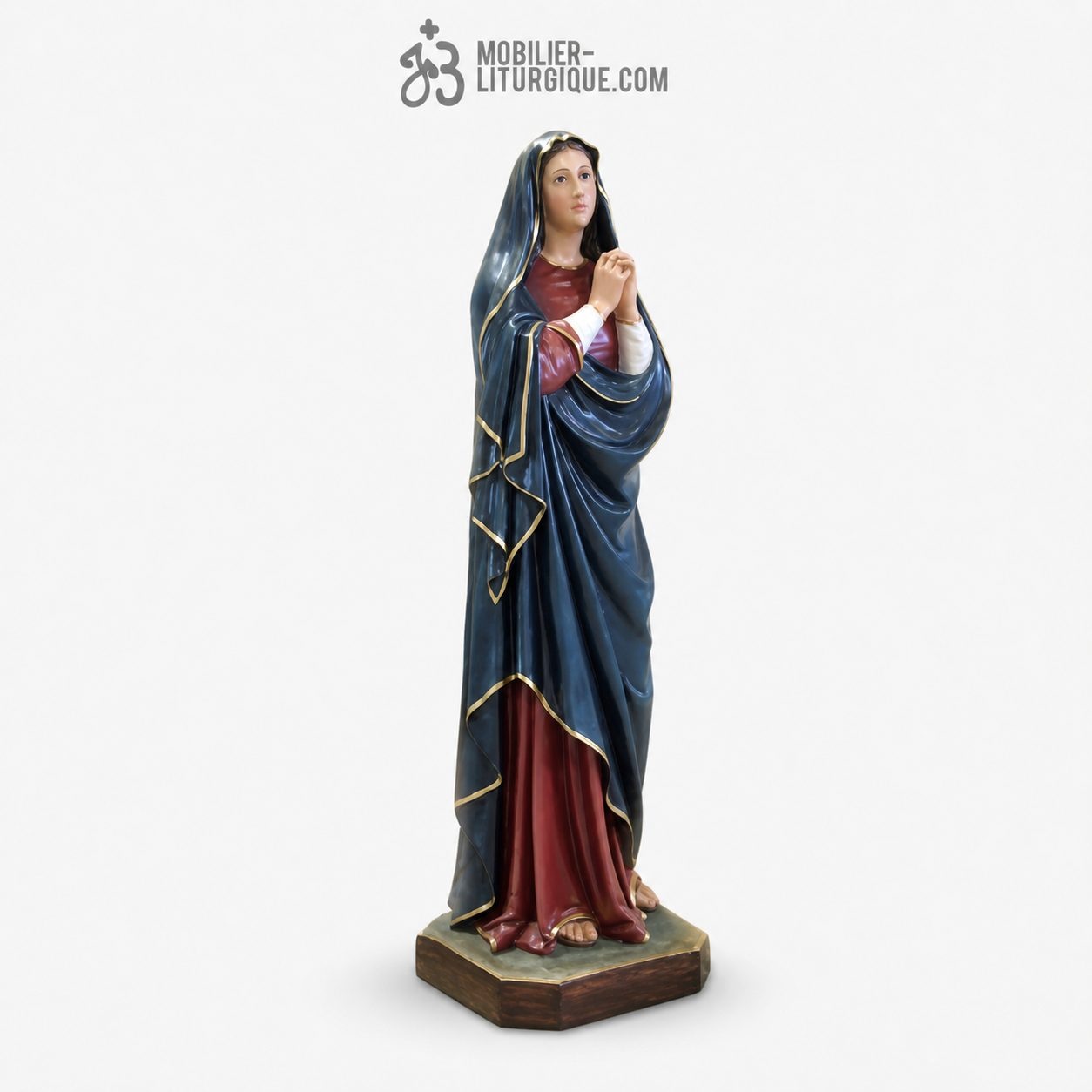 Statue Vierge adorant Polychrome