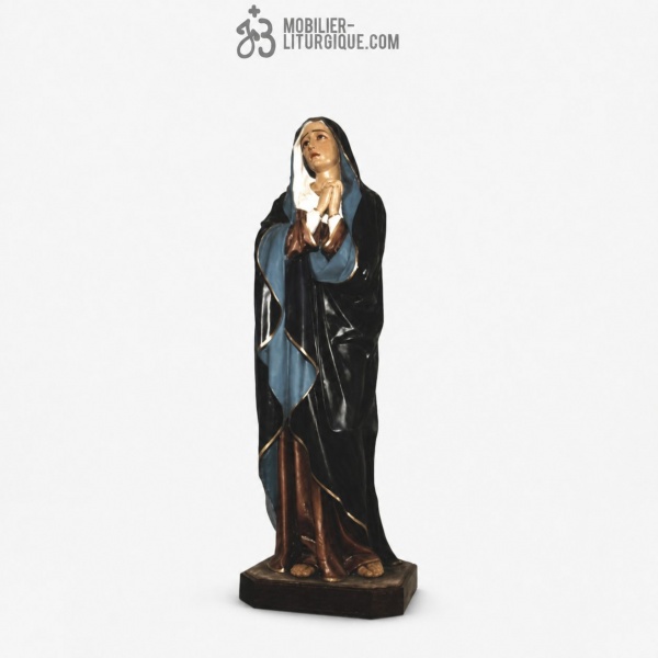 Statue Vierge adorant Polychrome