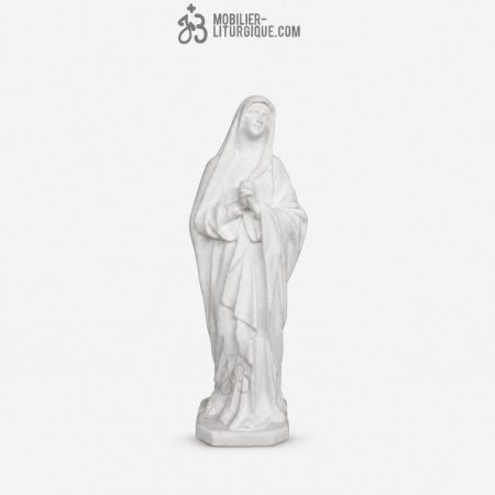 Statue Vierge Adoratrice, en poudre de marbre blanc, 105 cm