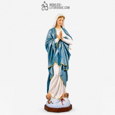 Statue Vierge aux mains jointes Polychrome:Hauteur 130 cm