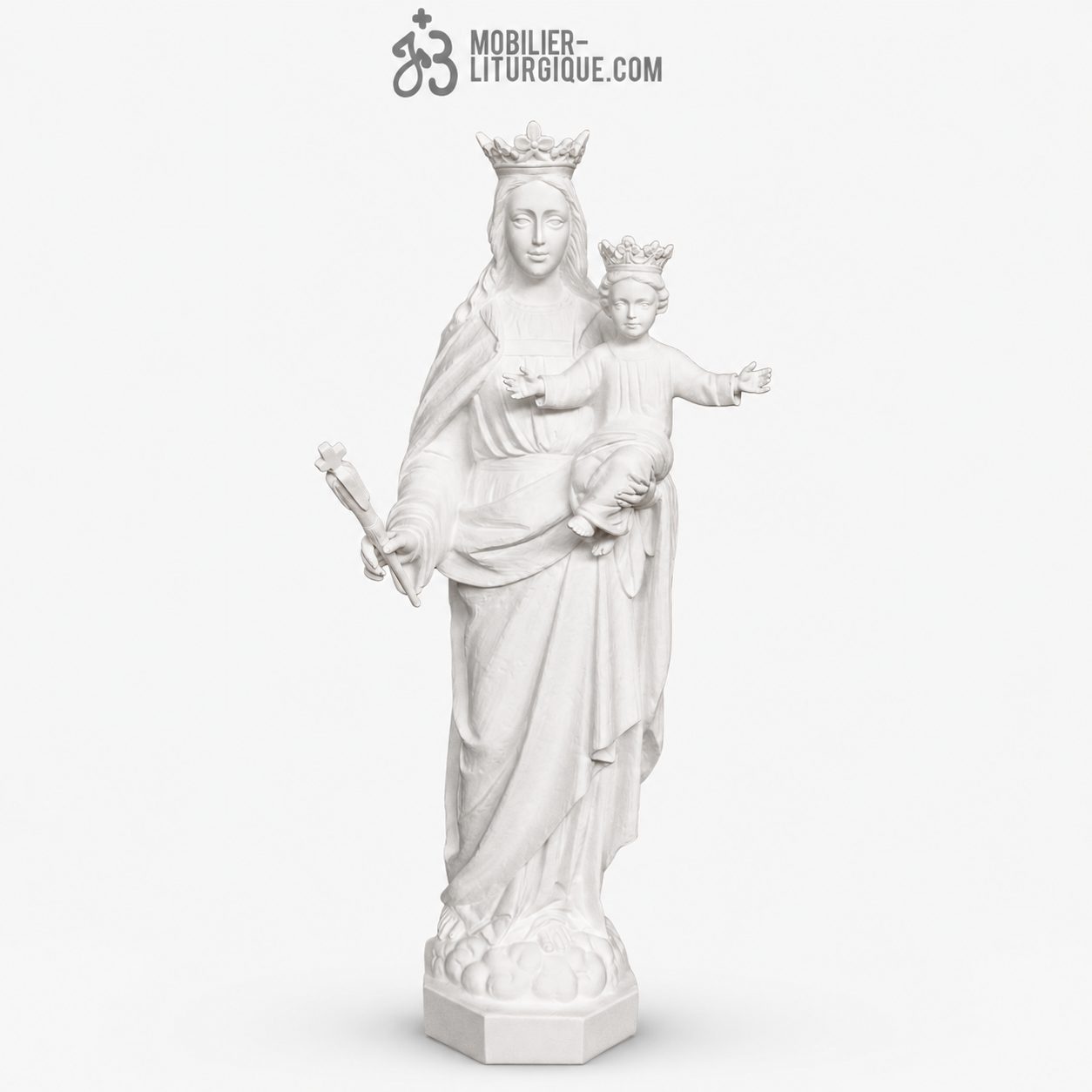Statue Vierge Auxiliatrice, en marbre blanc,  100 cm