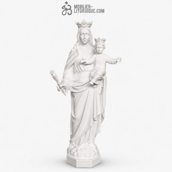 Statue Vierge Auxiliatrice, en marbre blanc,  100 cm