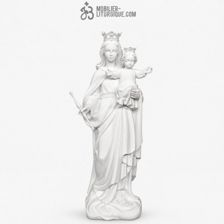 Statue Vierge Auxiliatrice avec l\'Enfant en marbre blanc 80 cm