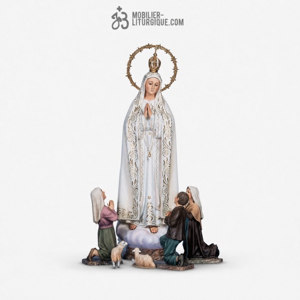 Statue Vierge de Fatima Polychrome Antique
