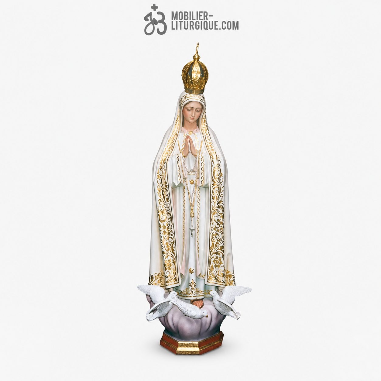 Statue Vierge de Fatima Polychrome Antique