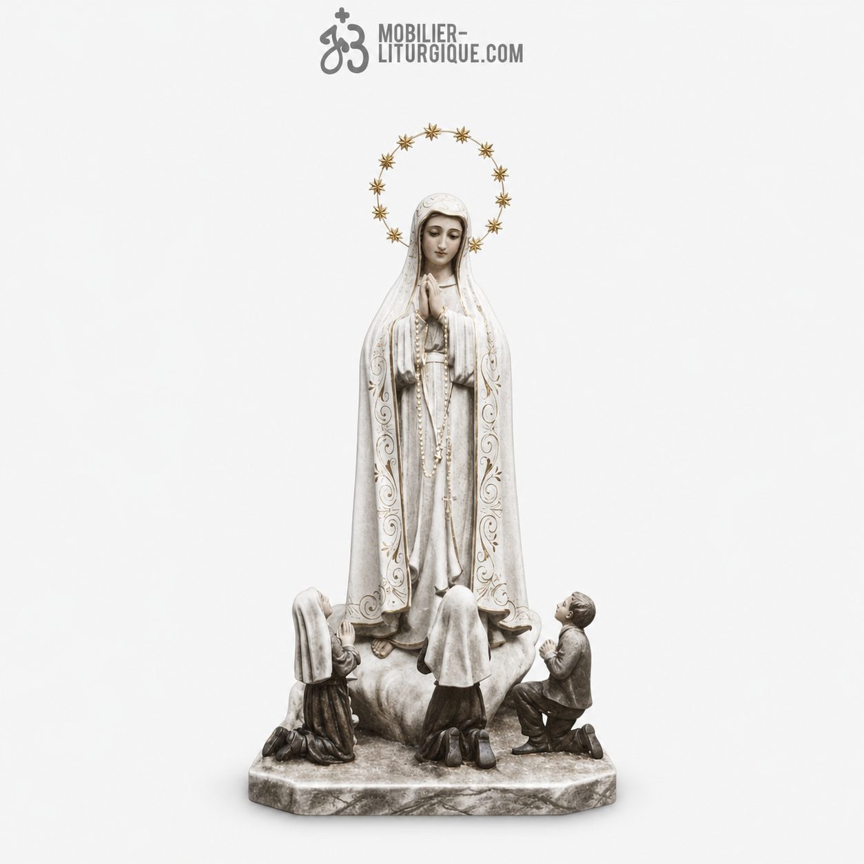 Statue Vierge de Fatima Polychrome Antique