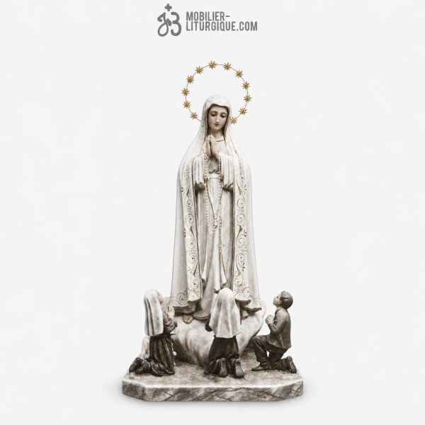 Statue Vierge de Fatima Polychrome Antique