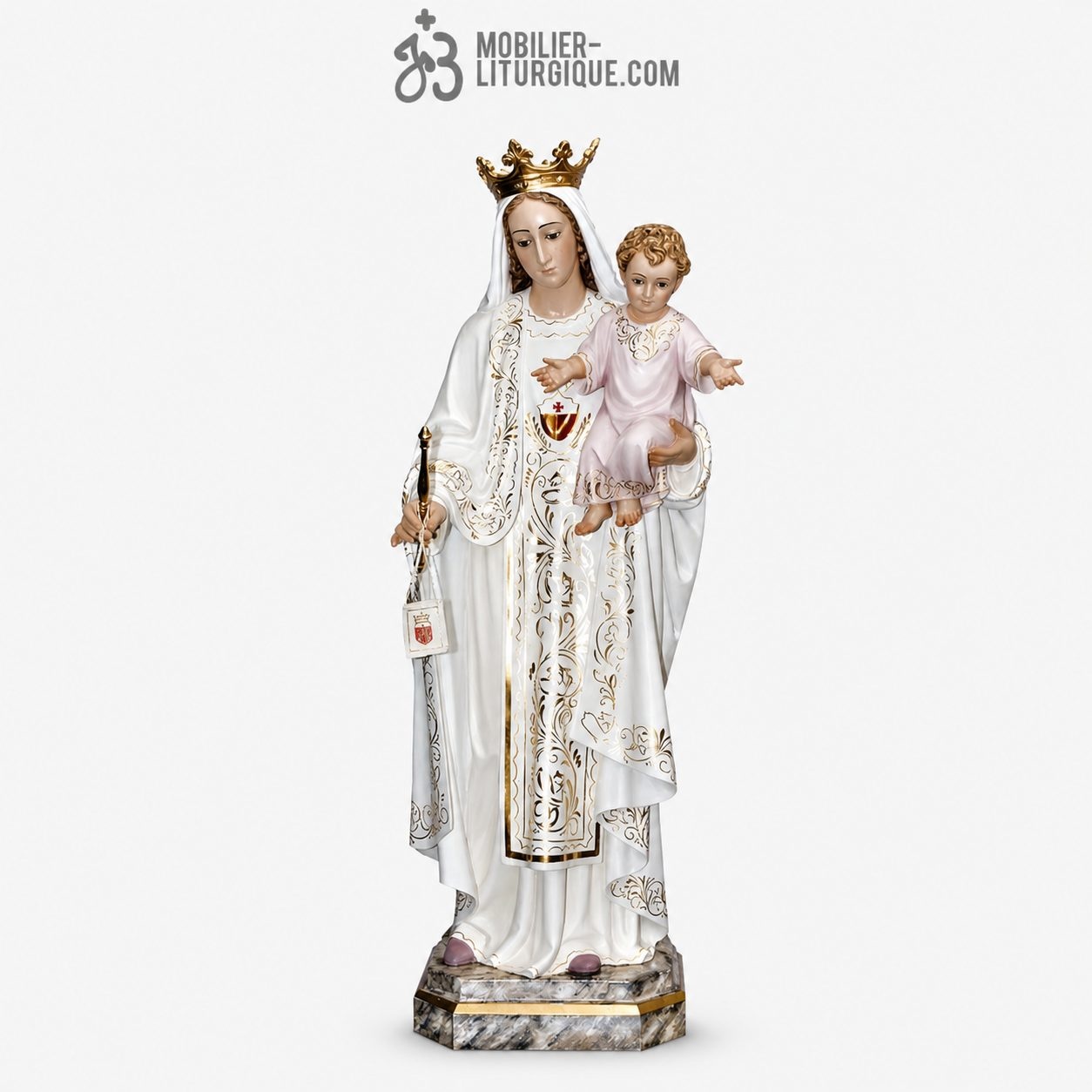 Statue Vierge de Grace Polychrome Antique