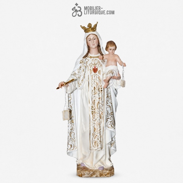 Statue Vierge de Grace Polychrome Antique