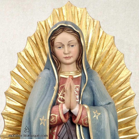 Statue Vierge De Guadalupe Mexicaine - 30 Cm - Résine Peinte à La Main - Rayons Démontables - Artisanat Mexicain