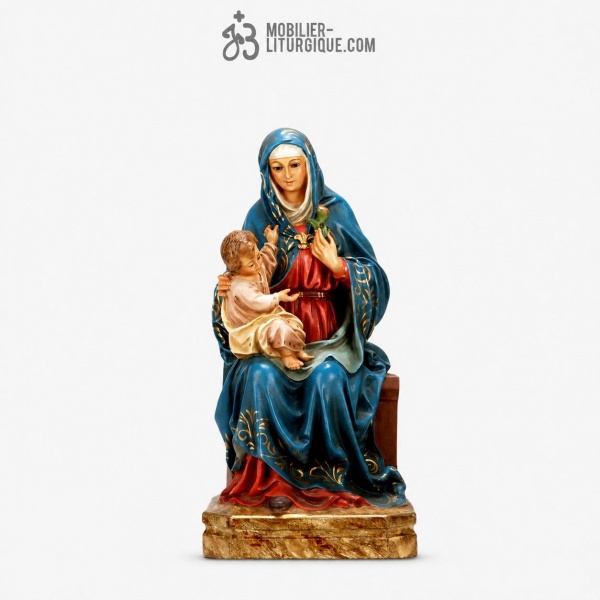 Statue Vierge de la Grace Polychrome Antique