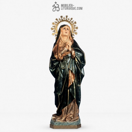 Statue Vierge Douloureuse Polychrome Antique