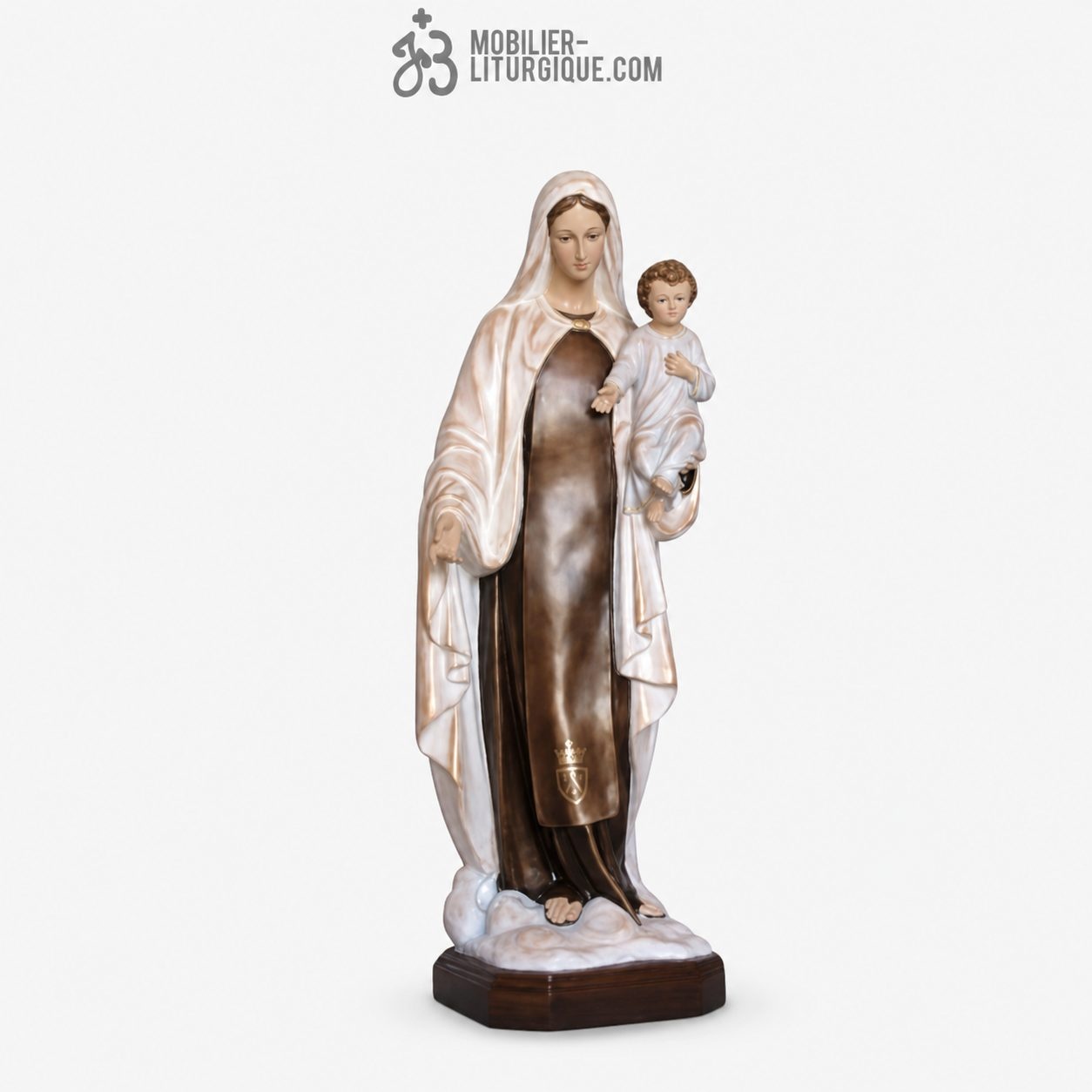 Statue Vierge du Carmel et l\'enfant Polychrome