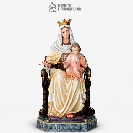 Statue Vierge du Carmel Polychrome Antique