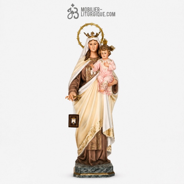 Statue Vierge du Carmel Polychrome Antique