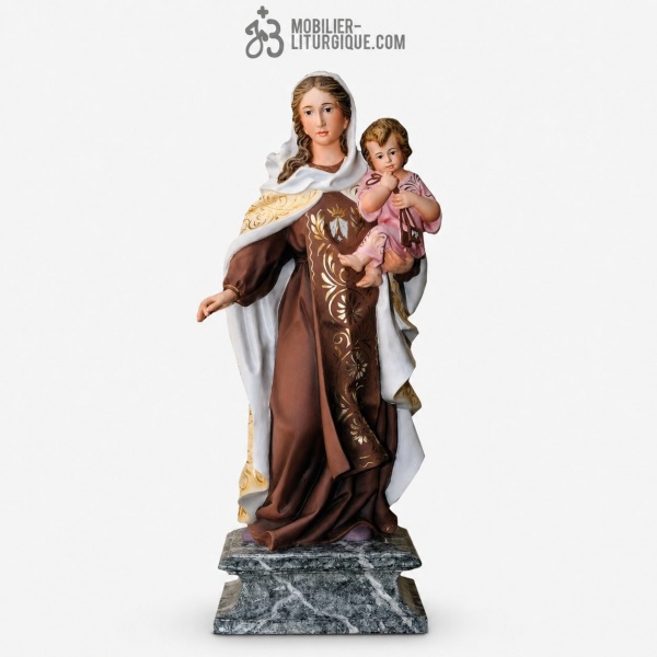 Statue Vierge du Carmel Polychrome Antique