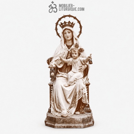 Statue Vierge du Carmel Polychrome Antique