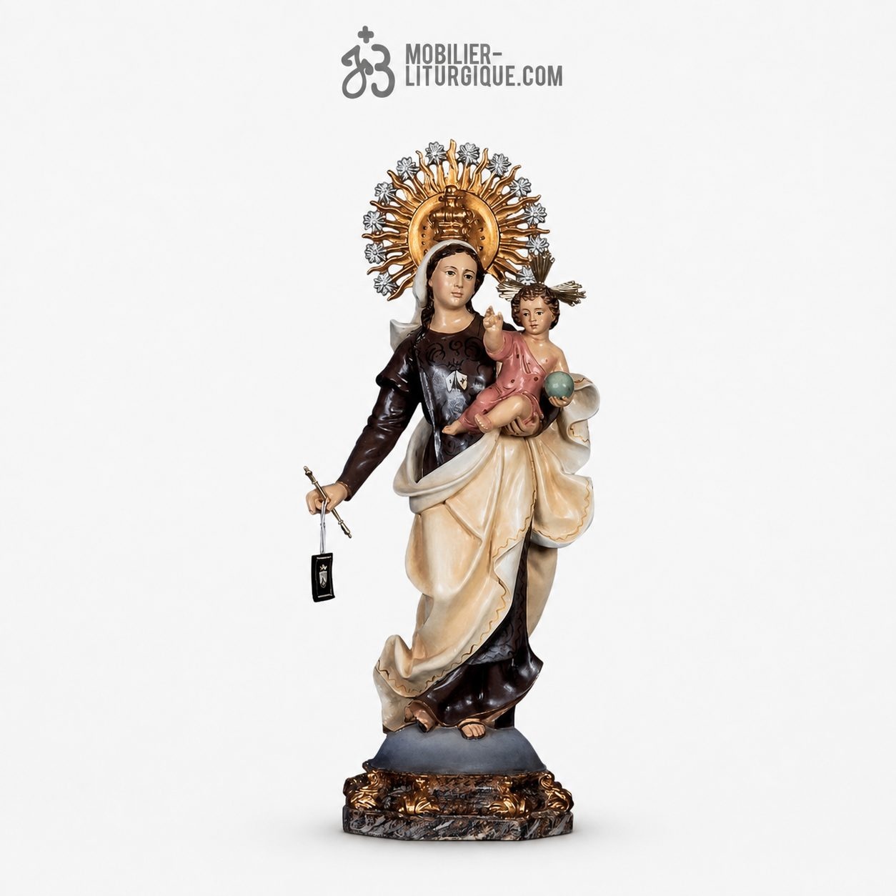 Statue Vierge du Carmel Polychrome