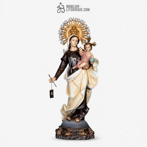 Statue Vierge du Mont Carmel Polychrome Antique