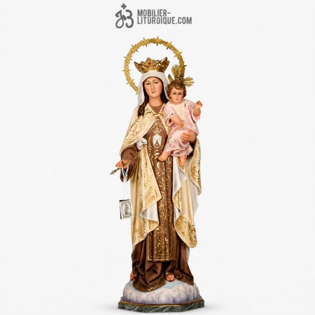 Statue Vierge du Mont Carmel Polychrome Antique