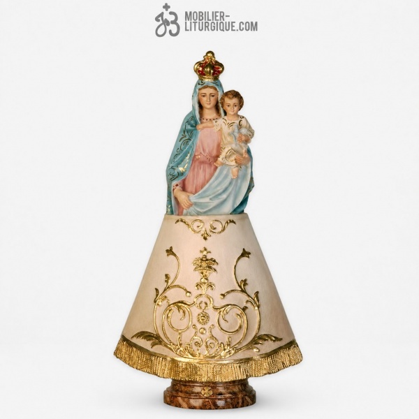 Statue Vierge du Pilier Polychrome Antique