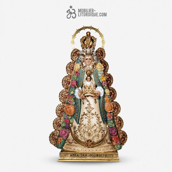 Statue Vierge du Ros� Polychrome Antique