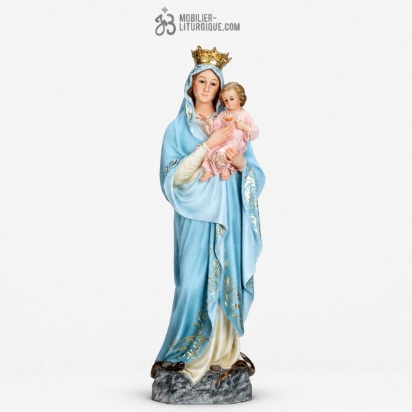 Statue Vierge du Sacr� Coeur de J�sus Polychrome Antique