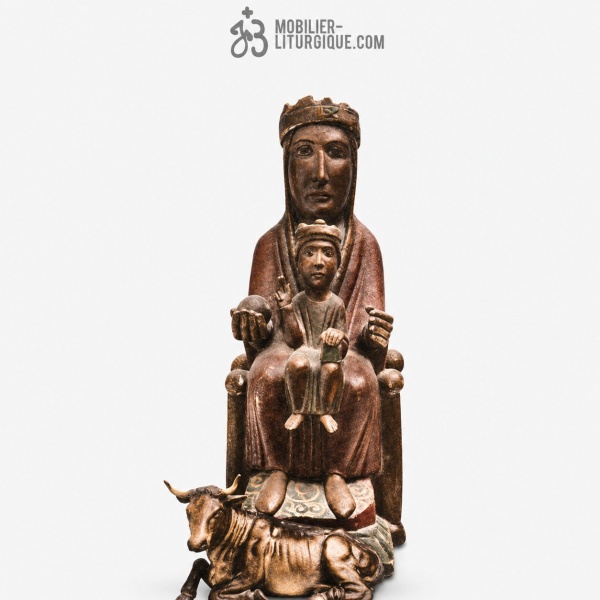 Statue Vierge du Tura Polychrome Antique