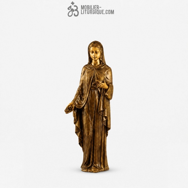 Statue Vierge jetant des fleurs Bronze