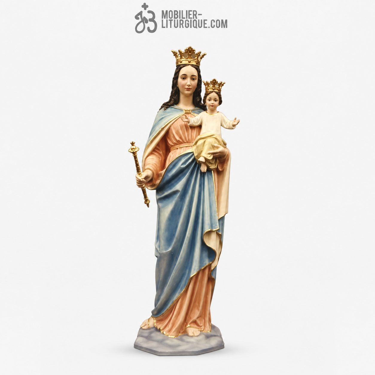 Statue Vierge Marie Auxiliatrice color&eacute;e