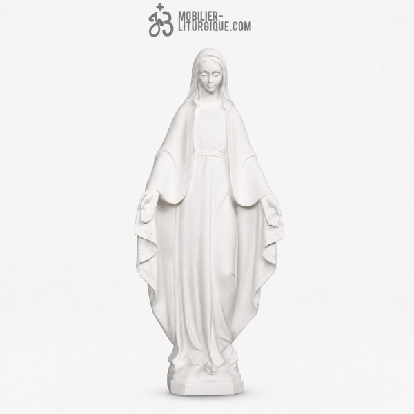Statue Vierge Miraculeuse, en marbre blanc, 62 cm