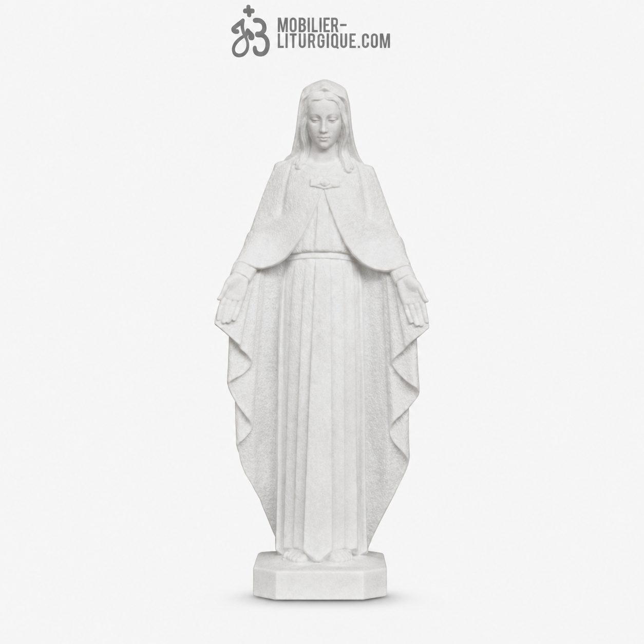 Statue Vierge Miraculeuse, en marbre blanc,110 cm