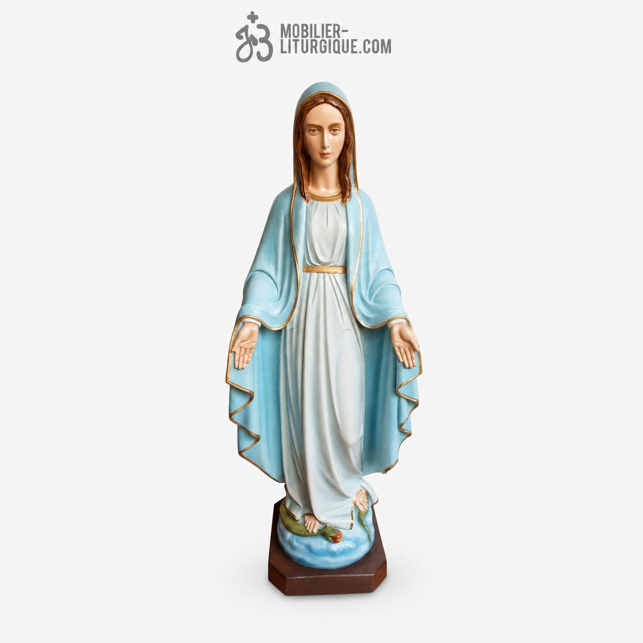 Statue Vierge Miraculeuse en marbre color&eacute;