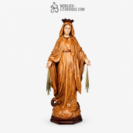 Statue Vierge Miraculeuse Polychrome Feuille d\'or