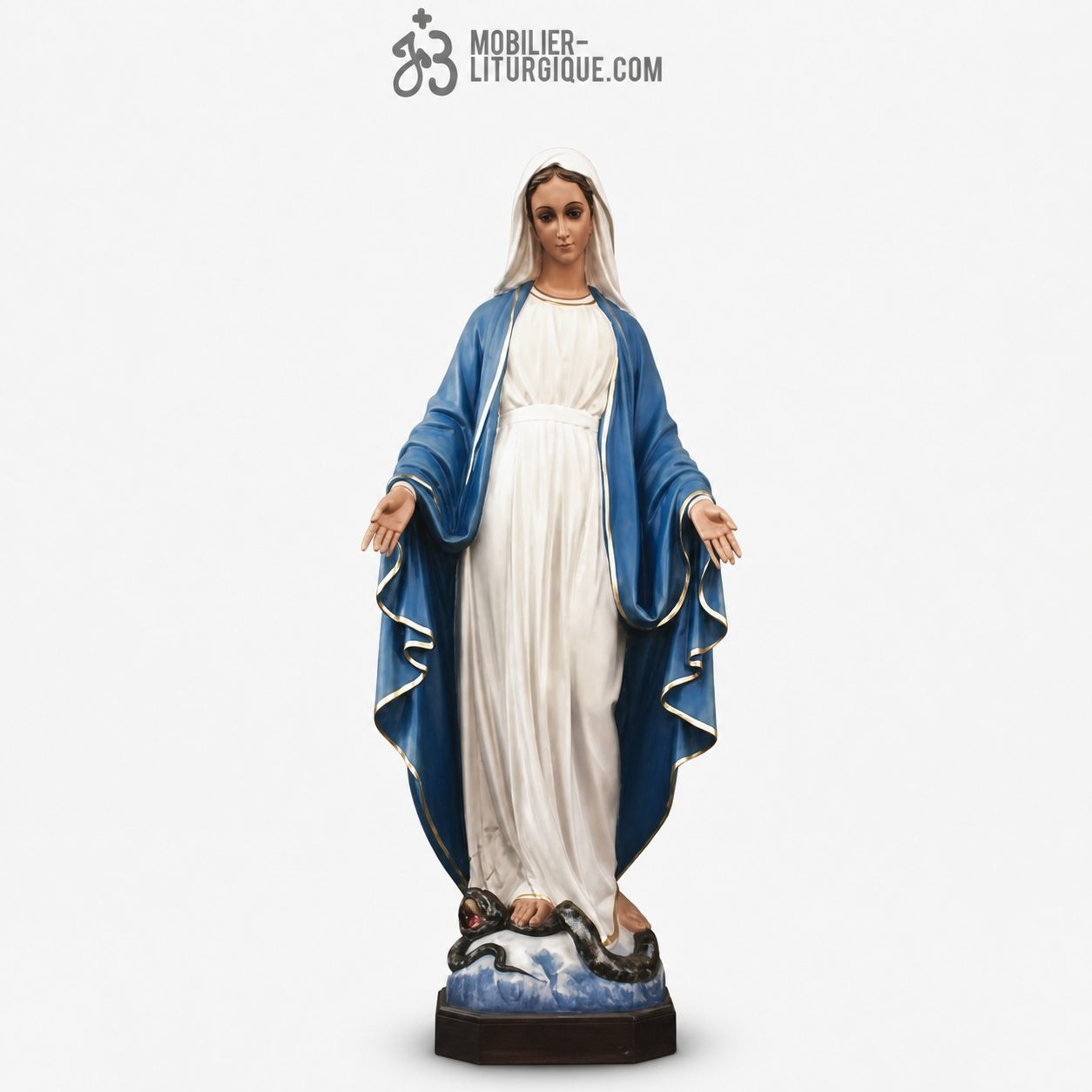 Statue Vierge Miraculeuse Polychrome:Hauteur 110 cm