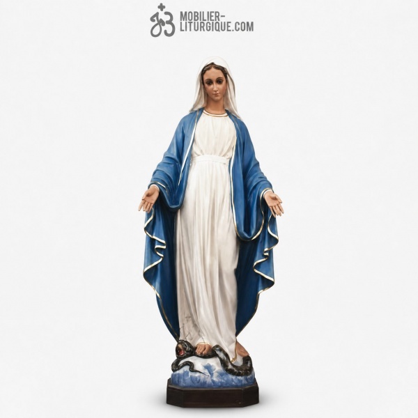 Statue Vierge Miraculeuse Polychrome:Hauteur 110 cm