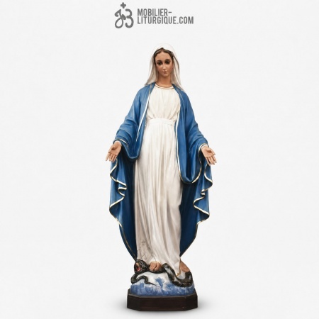 Statue Vierge Miraculeuse Polychrome:Hauteur 110 cm