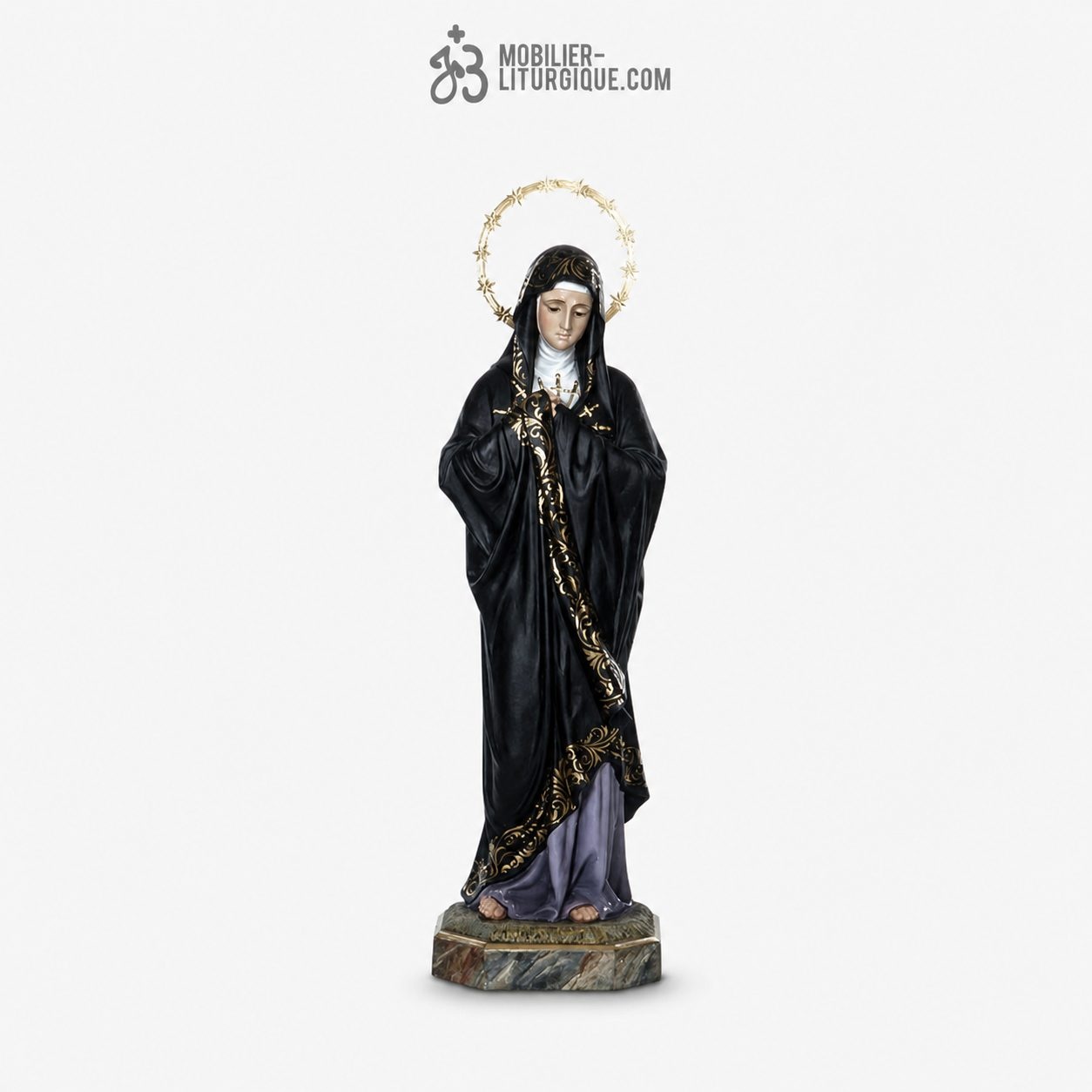 Statue Vierge Polychrome Antique