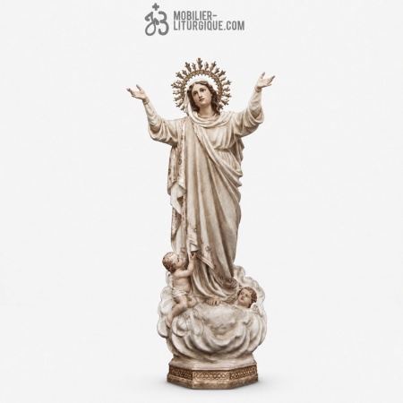 Statue Vierge Polychrome Antique